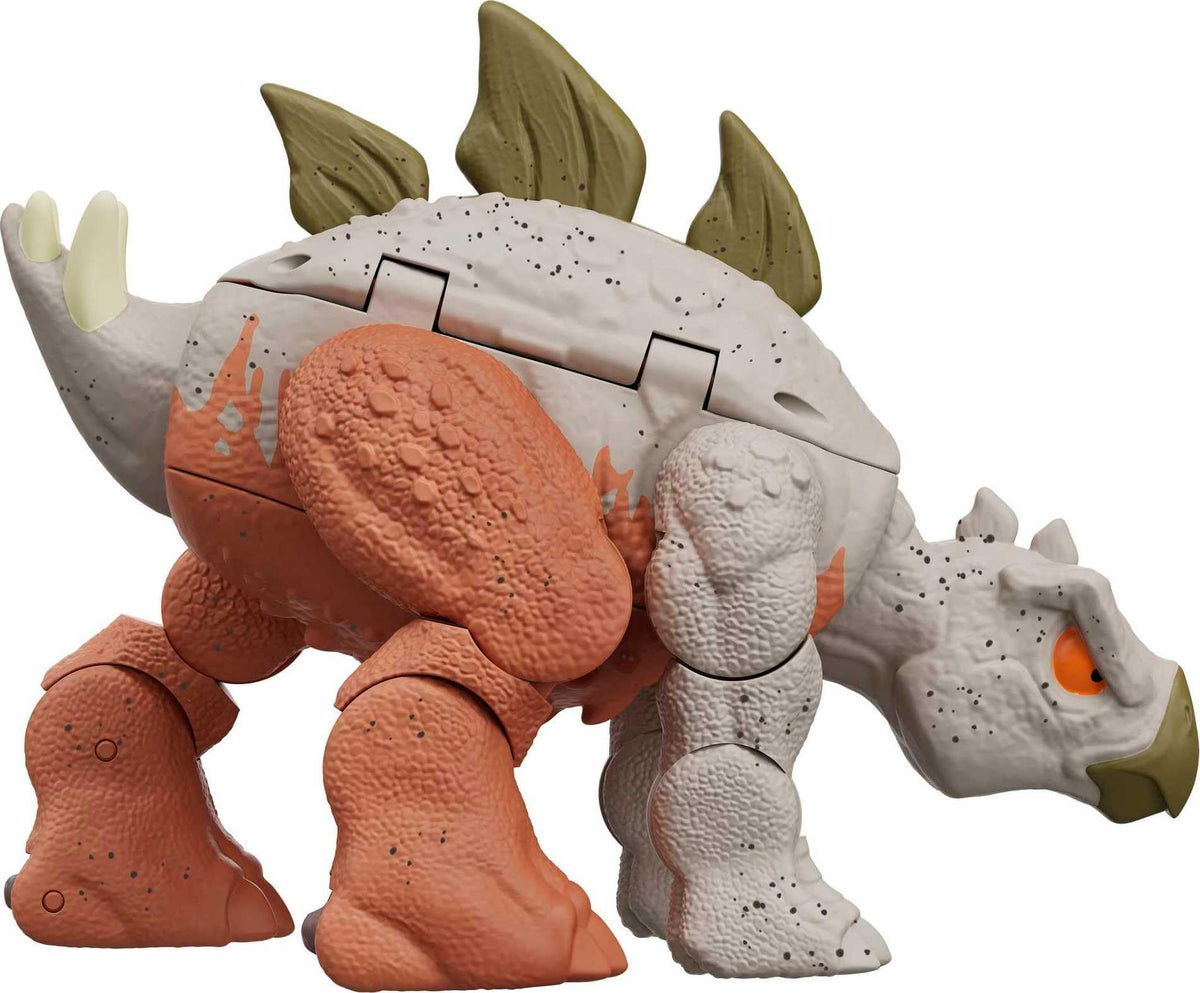 Mattel Jurassic World Fierce Changers 2-in-1 Dinosaur Action Figure, Double Danger Toy Transforms from Carnotaurus to Stegosaurus in 11 Steps