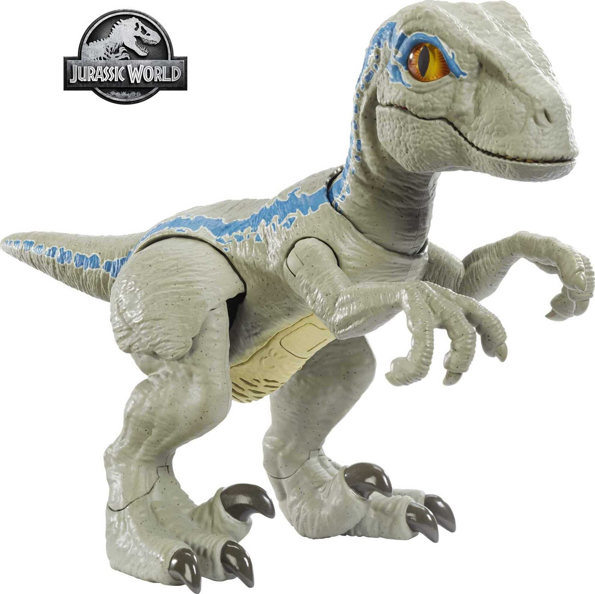 Mattel Jurassic World Primal Pal Blue with Spring-activated Action, Sound Effects Plus Neck, Shoulder, Tail and Feet Articulation for Added Play