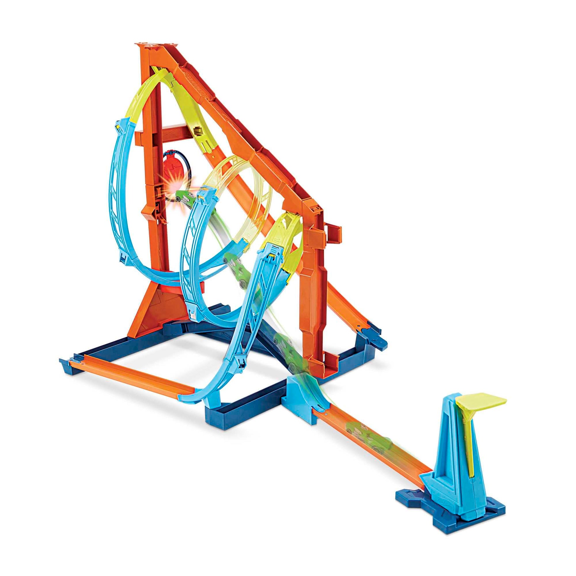 Hot Wheels Toy Car Track Set, Track Builder Unlimited Corkscrew Twist Kit Playset & 1:64 Scale Vehicle, 2 Ways to Race, Connects to Other Tracks