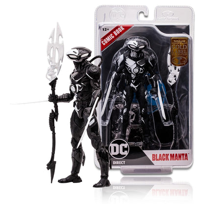 McFarlane Toys Black Manta Line Art (Page Punchers) Gold Label 7" Figure w/Aquaman Comic