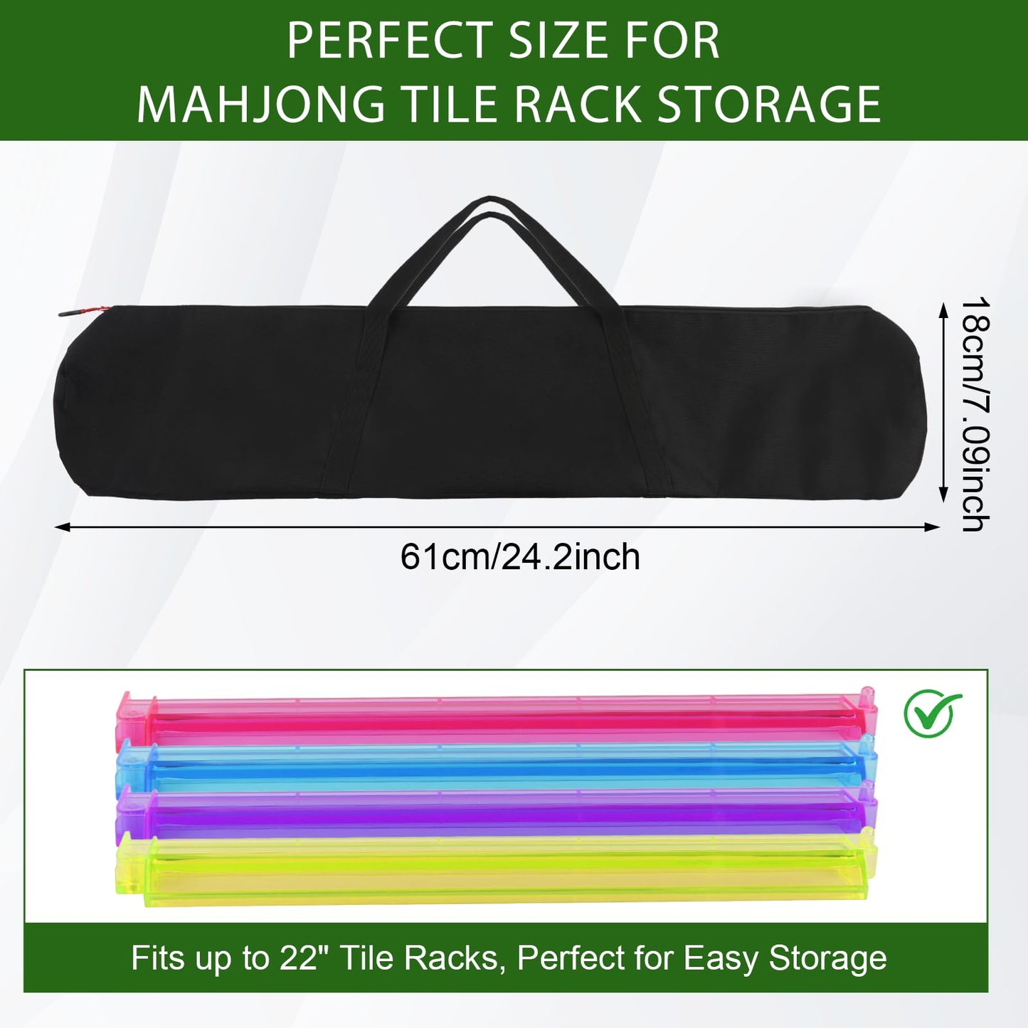 YCQDDA Mahjong Rack Bag, 24 x 5.5 Inch Canvas Carrying Case for Mah Jongg Racks and Pushers, Long Storage Organizer with Handles, Bag Only