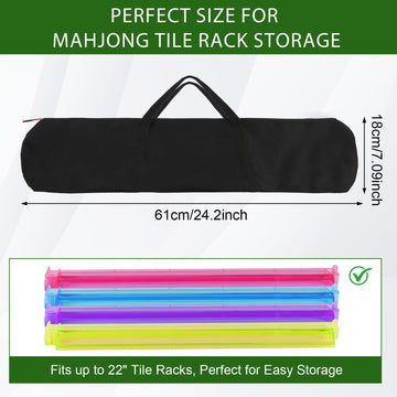YCQDDA Mahjong Rack Bag, 24 x 5.5 Inch Canvas Carrying Case for Mah Jongg Racks and Pushers, Long Storage Organizer with Handles, Bag Only