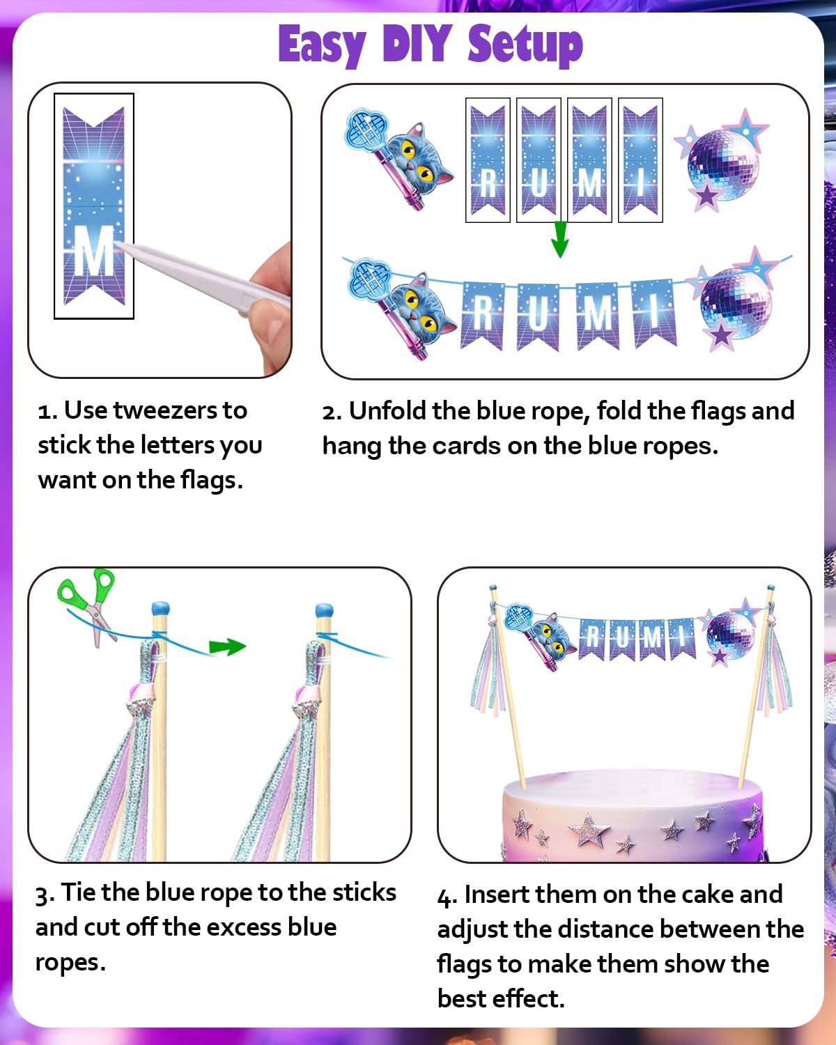 K-Pop Cake Topper - DIY Custom Name KPop Cake Banner, Kpop Cake Decoration, Personalized KPop Birthday Decoration for Music, Anime Theme Parties