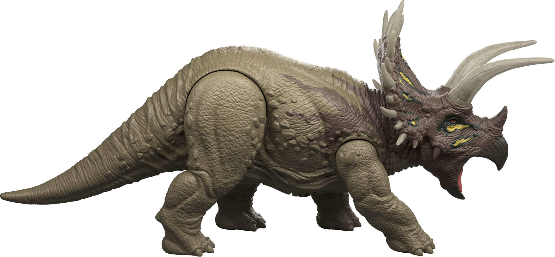 Mattel Jurassic World Wild Roar Triceratops Dinosaur Action Figure Toy, Roar Sounds & Attack & Lights, Scan Code for Digital Play