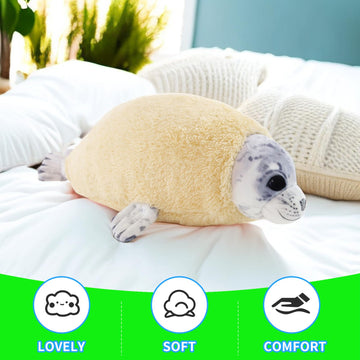 Dinyinor 20‘’ Molting Seal Plush Pillow,Chubby Blob Seal Stuffed Animal plushies for Boys Girls, Kids' Throw Pillow,Gifts for Kids