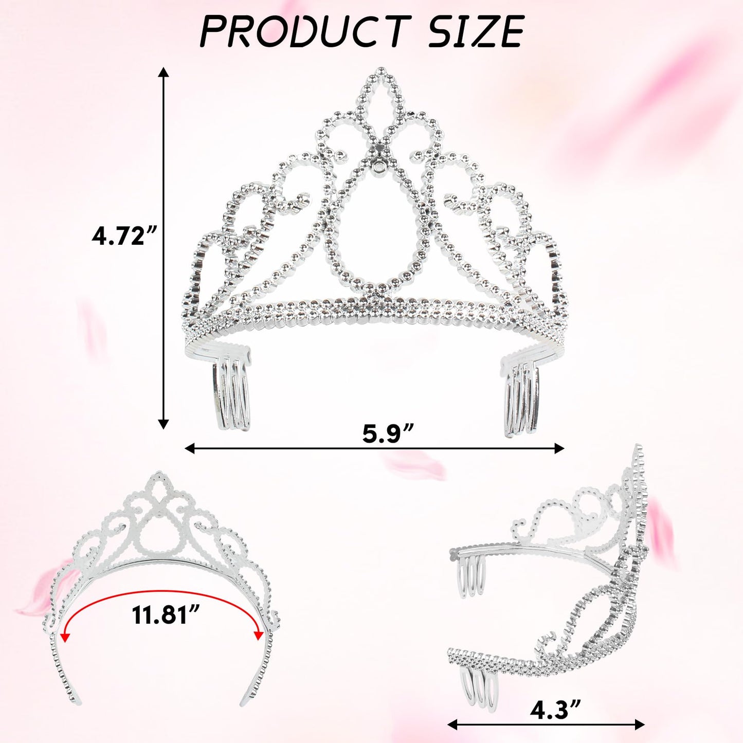 XiangGuanQianYing 12 Pieces Dress up Crowns Princess Crowns and Tiaras Dress up Costume Party Favor Accessories Silver Tiaras for Little Girls