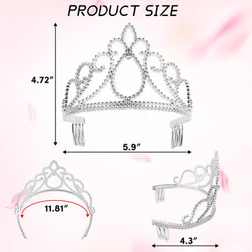 XiangGuanQianYing 12 Pieces Dress up Crowns Princess Crowns and Tiaras Dress up Costume Party Favor Accessories Silver Tiaras for Little Girls