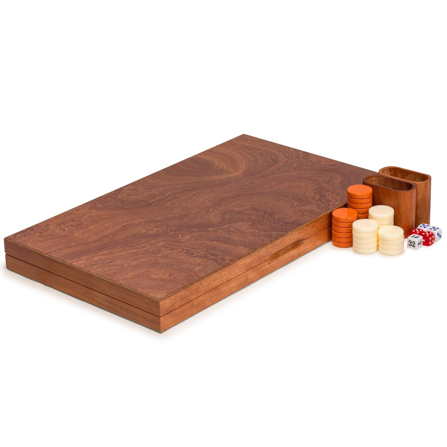 Yellow Mountain Imports Wooden Inlaid Rosewood Backgammon Game Set - Knoll - with Acrylic Playing Pieces & Wooden Dice Cups, 19-inch Board