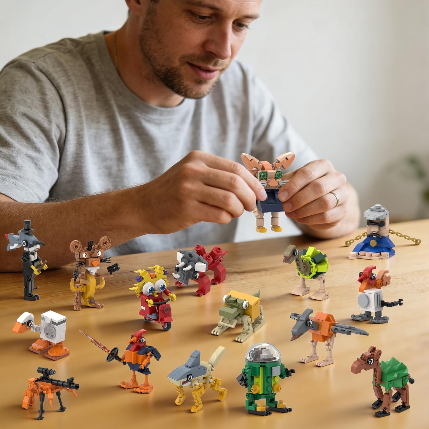 Myth Qholve Italian Brain Rot Unique Cartoon Characters Building Blocks 16 in 1 Educational & Entertaining Gift Idea for Adults