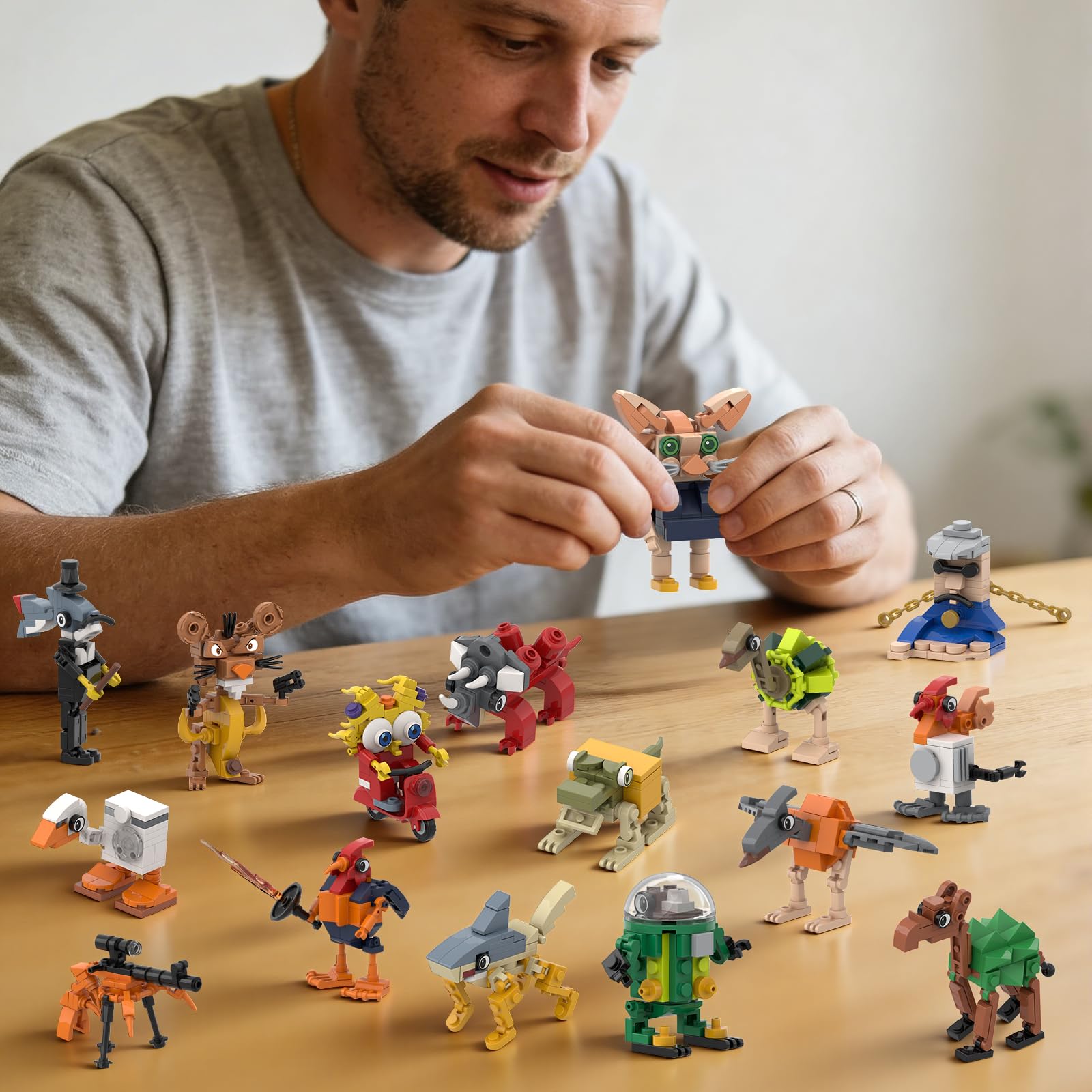 Myth Qholve Italian Brain Rot Unique Cartoon Characters Building Blocks 16 in 1 Educational & Entertaining Gift Idea for Adults