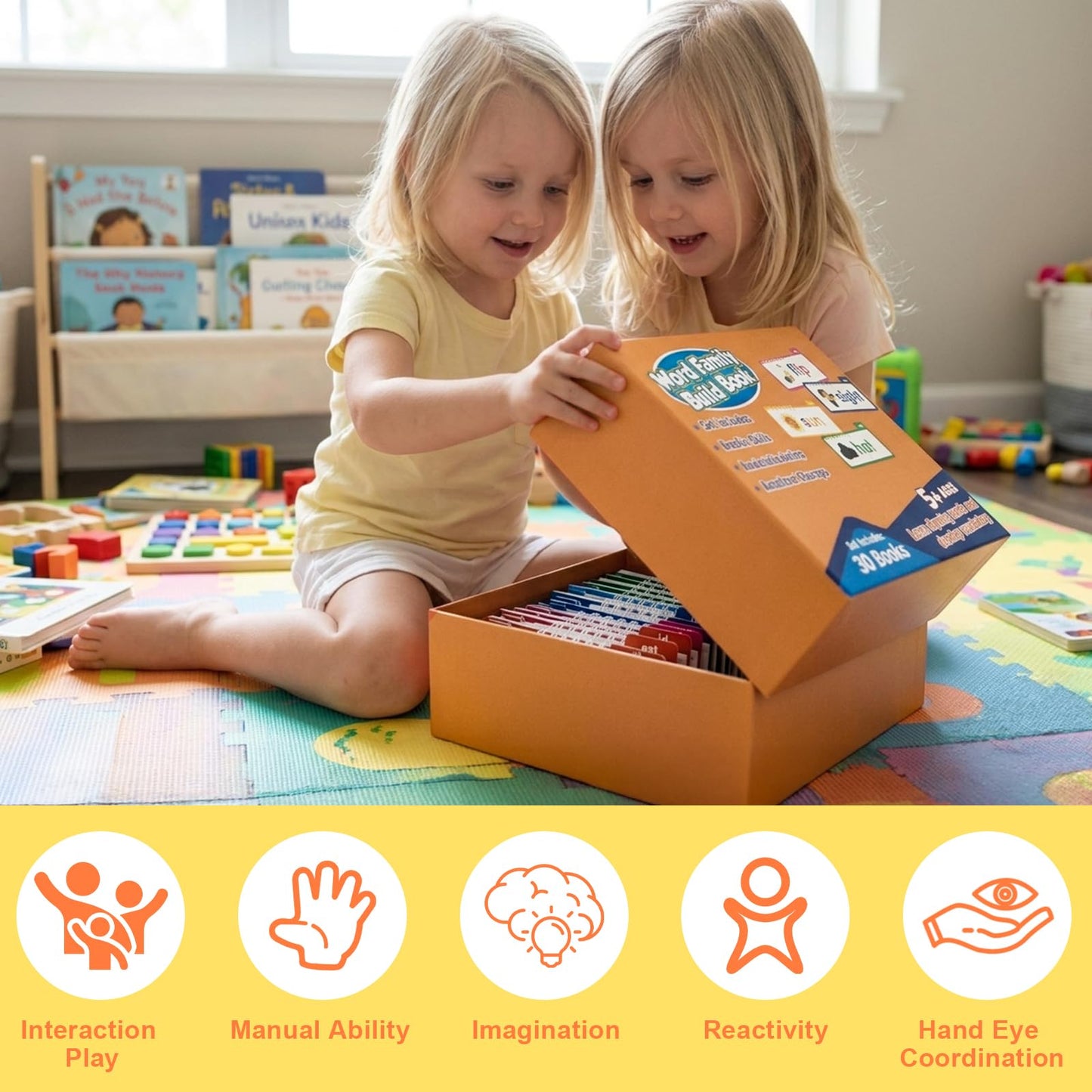 Kkogleam Phonics Flash Cards & Word Family Build Book Fun Kids Flip Books, Learn to Read 30 Read and Rhyme Flip Books, Engaging Educational Tools