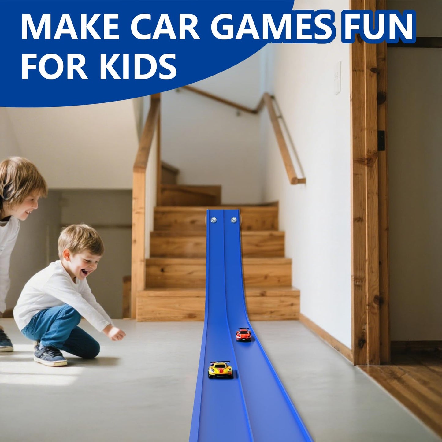 Flexible Race Track Toys for Wheels 1:64,15 Ft Flex Race Car Ramp Track with Suction Cups - Portable DIY Racetrack Compatible with Diecast 1/64th Cars