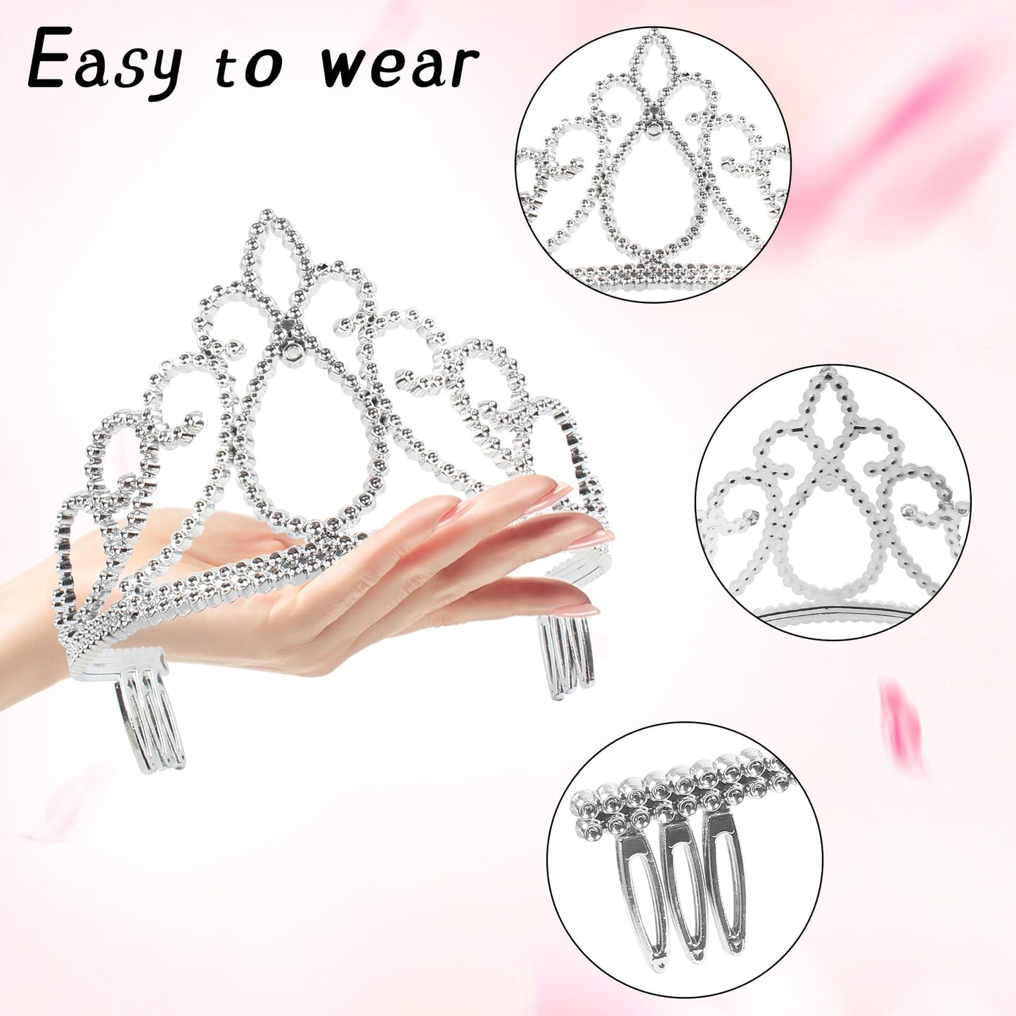 XiangGuanQianYing 12 Pieces Dress up Crowns Princess Crowns and Tiaras Dress up Costume Party Favor Accessories Silver Tiaras for Little Girls