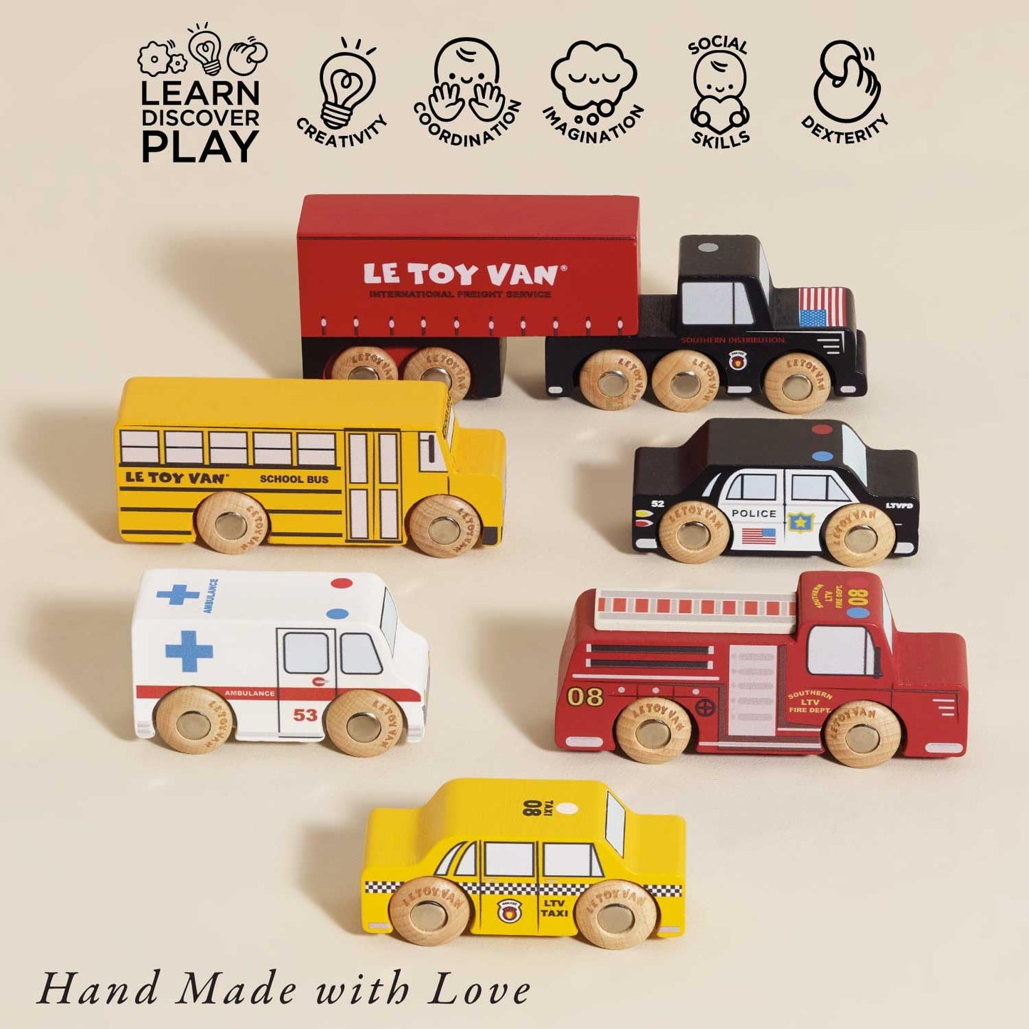 Le Toy Van New York Car Set Premium Wooden Toys for Kids Ages 3 Years & Up