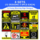 Creanoso Funny Warning Signs Stickers - 8 Bulk Sets (12 des. x 8pcs ea.) -Approx. A7-Sized 3.55x 3.94 in. Stocking Stuffers Premium Quality Gift Ideas