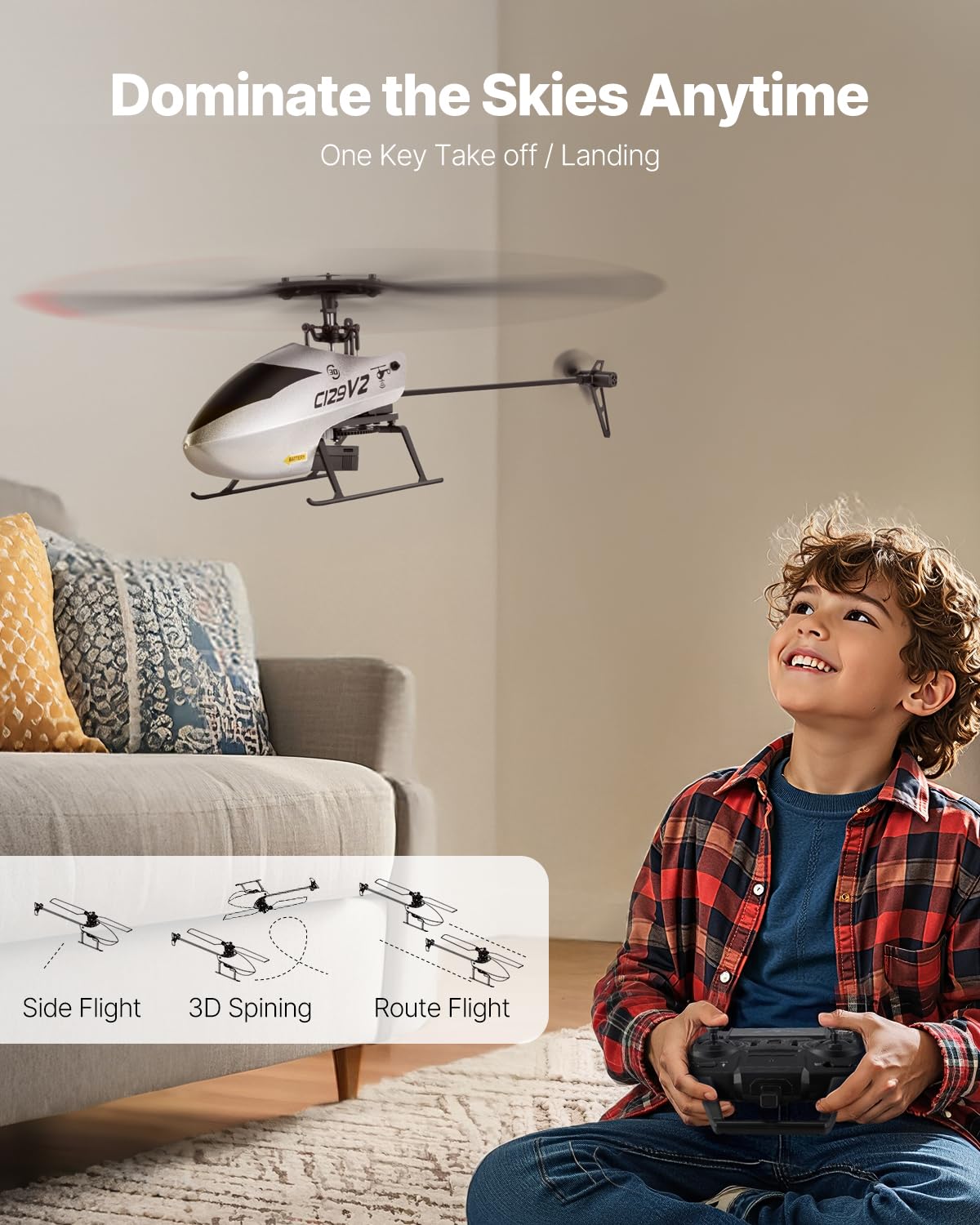 VEVOR RC Helicopter, 2.4GHz Single Propeller Remote Control Helicopter with Gyro, 4-Channel RC Airplane for Beginner, 39 Min Flight Time, One-Key