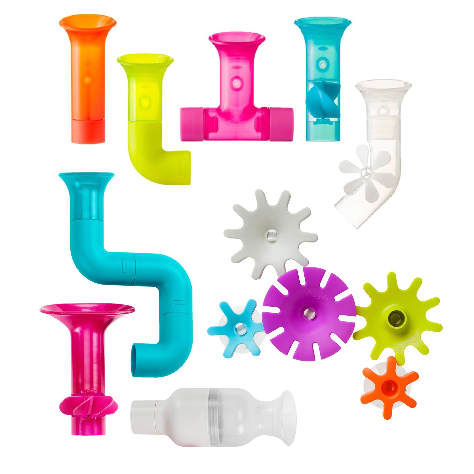 Boon Bundle Baby and Toddler Bath Toys - Includes Boon Pipes, Cogs, and Tubes Bathtub Toys - Toddler Sensory Toys - Multicolored - 13 Count - Ages 12
