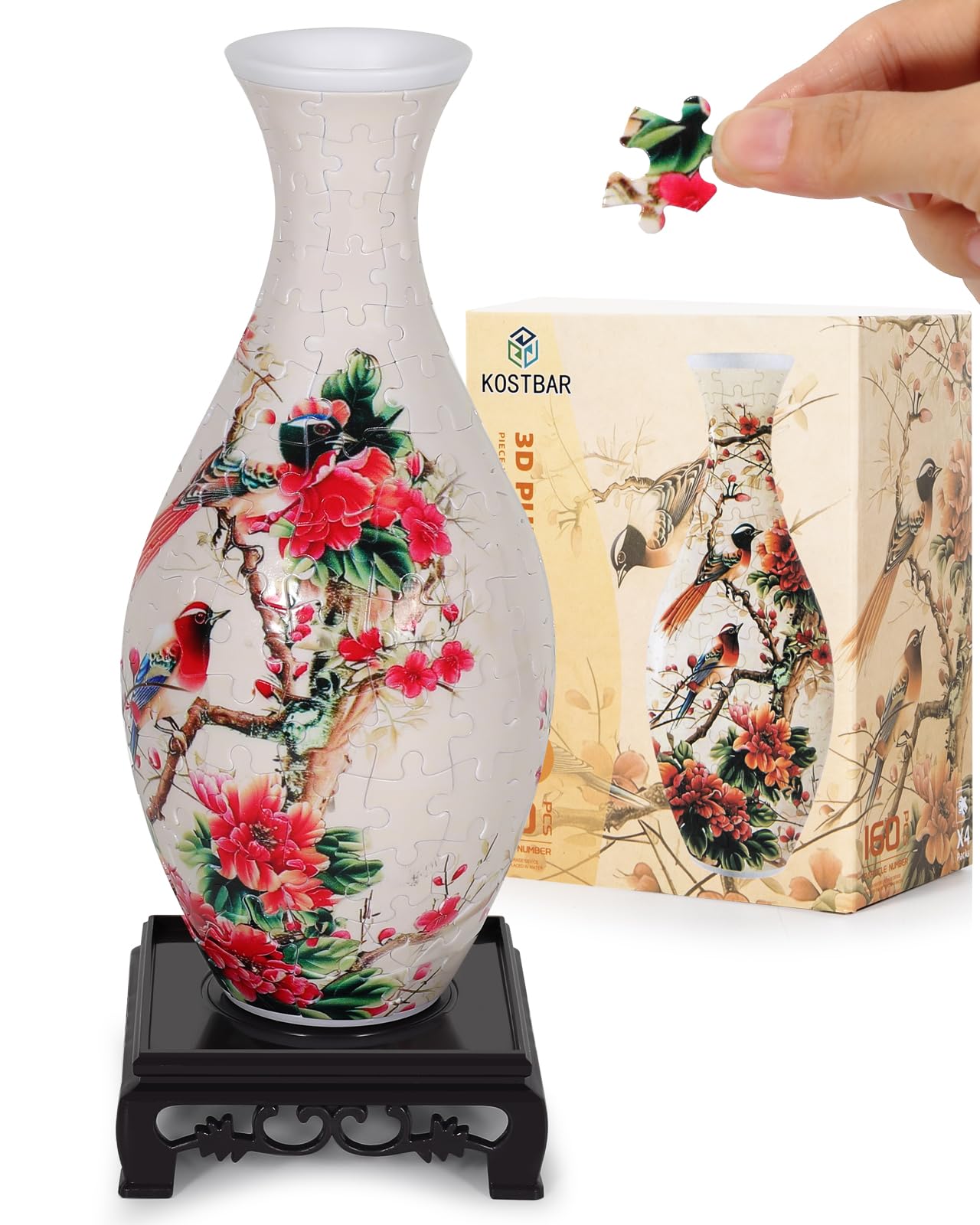 3D Puzzle Vase, 160 Pieces No Glue Required UV Printing Puzzle Vase