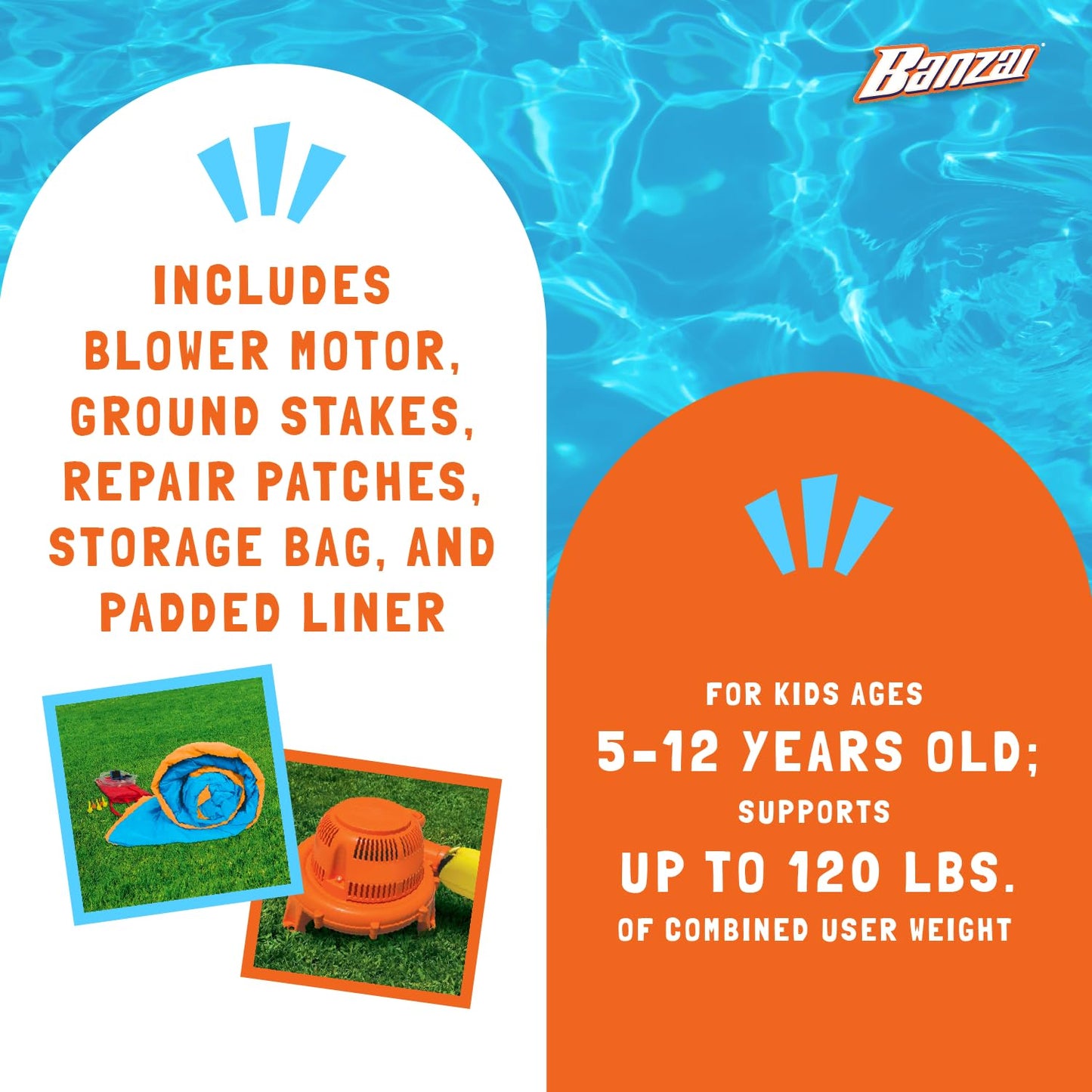 Banzai Sun N Splash Fun Park - Inflatable Water Slide - Ages 5+
