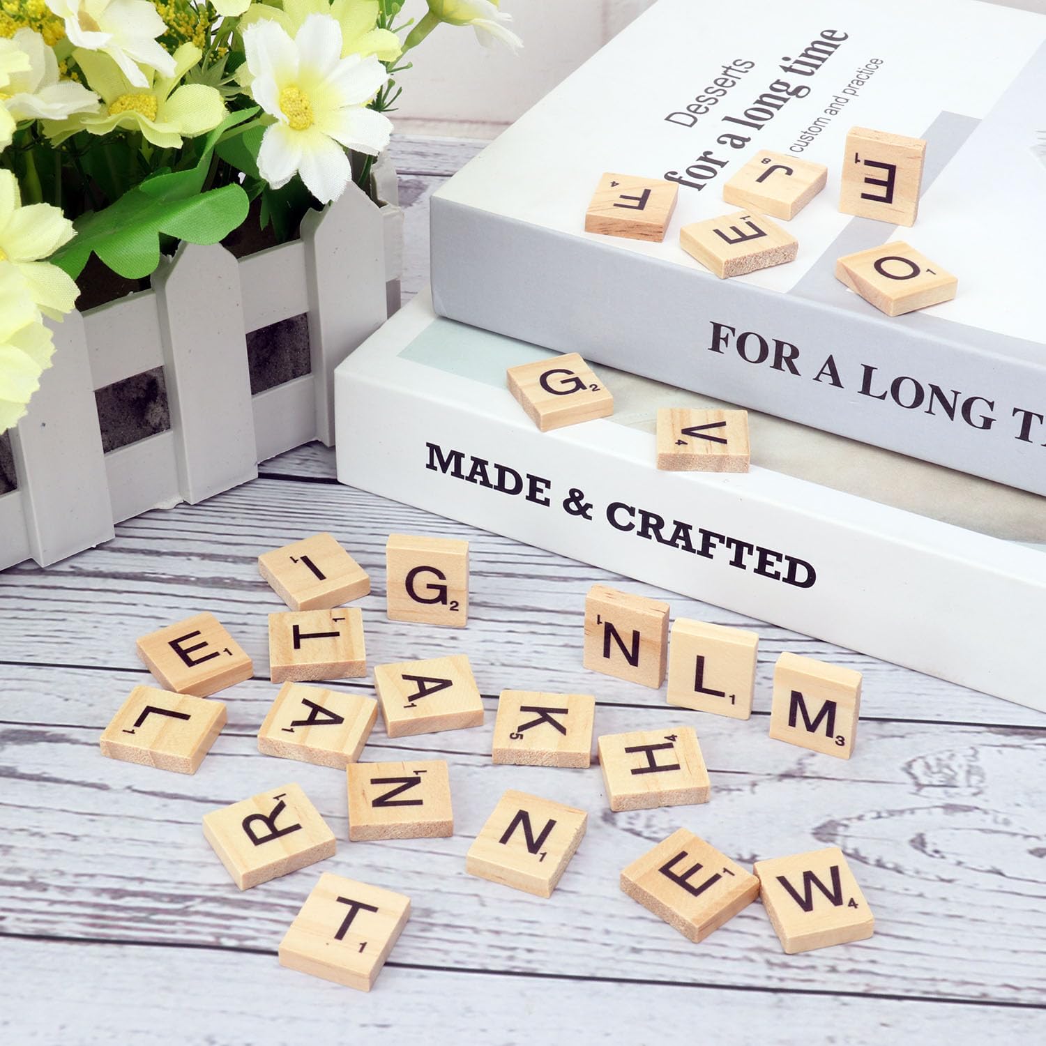 kukmakri 1800 PCS Wood Letter Tiles, Mini Wooden Tiles A - Z Capital Letters and Wooden Letter Tiles for Crafts, Wall Decor, Phonics & Spelling