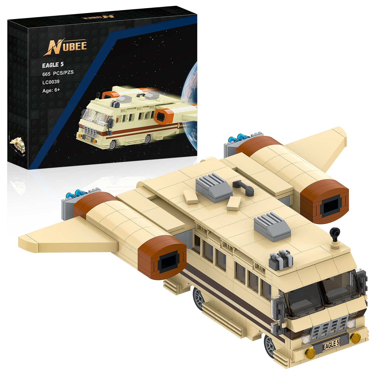 Nubee Spaceballs Eagle 5 Building Set, Space Movie Car Moc Model with Cockpit Secret Hyper-Jets Periscope Barf's Room, Birthday Gift for Fans Teens