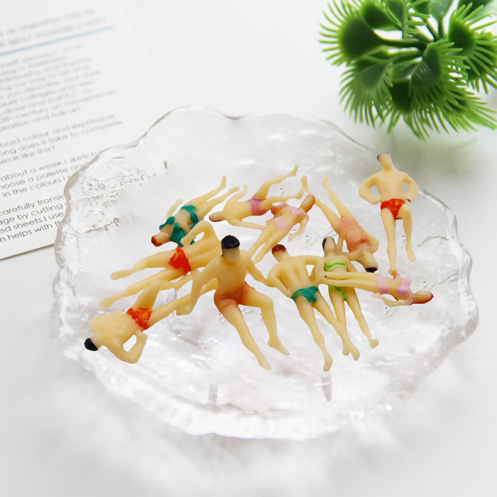 Hiawbon 30 pcs 1:75 Scale Mini Painted People Model Beach Swimsuits Figurines Miniature People Model