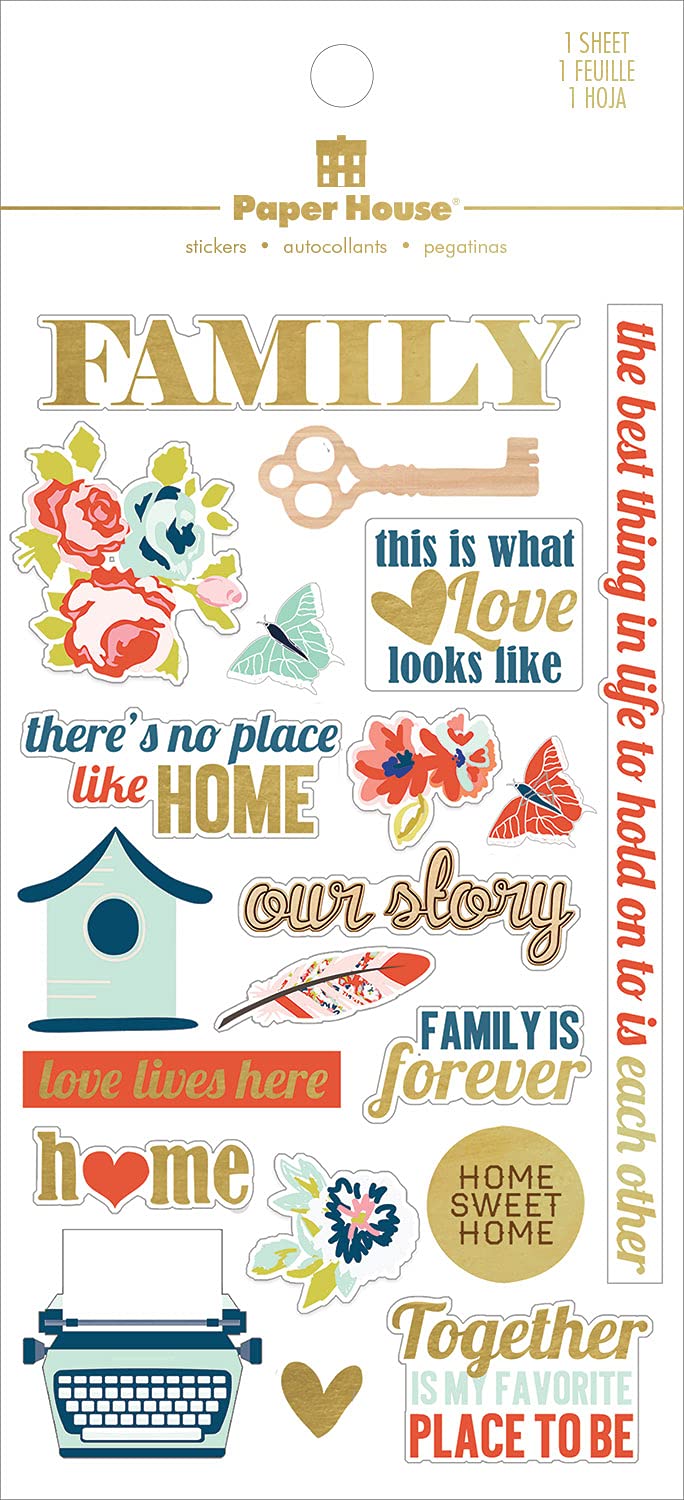 Paper House Productions Happy Family Clear Sticker, 4 x 7-inch, 3 Pack