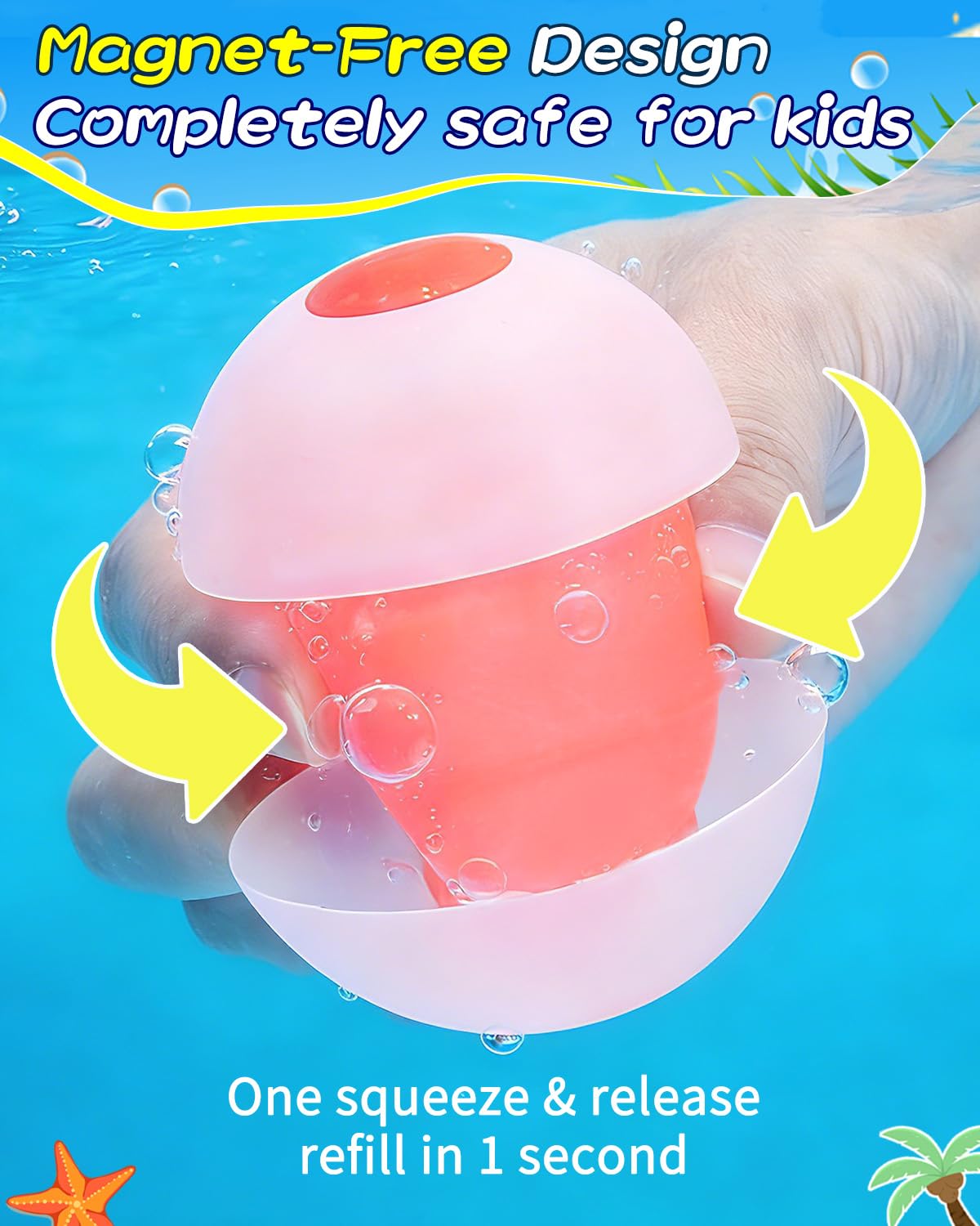 Reusable Water Balloons, Quick Fill Self-Sealing Water Bomb Balloons, Refillable Silicone Water Splash Ball with Mesh Bag for Kids Summer