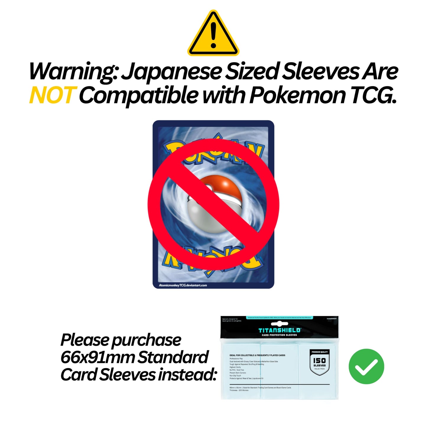 TitanShield (150 Sleeve/Clear) Small Japanese Sized Trading Card Sleeves Deck Protector for Yu-Gi-Oh, Cardfight!! Vanguard & Photocards