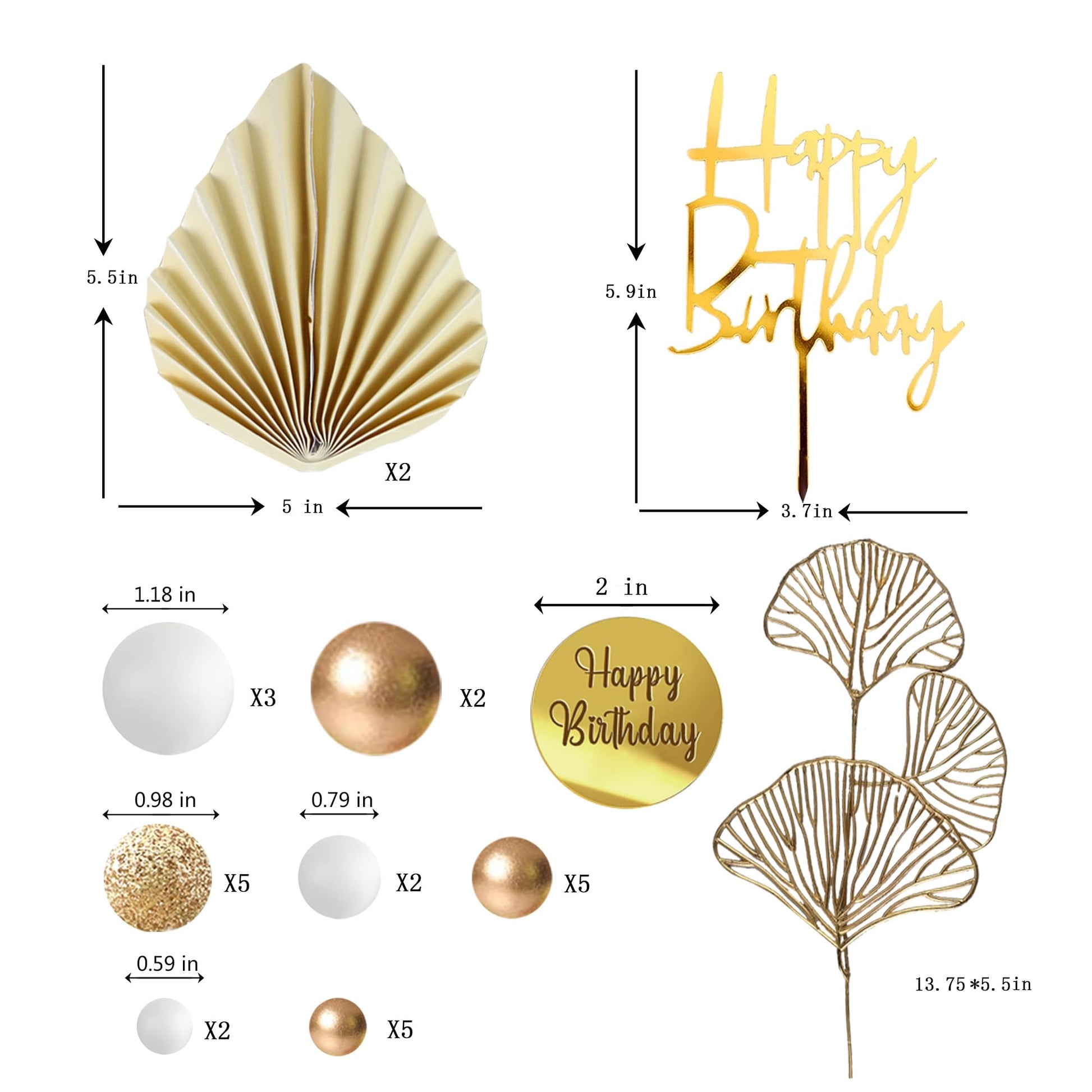 White Gold Balls Cake Toppers Balls Birthday Cake Decorations for Birthday Boho Wedding Baby Shower Party Decoration (White Gold)