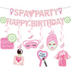 Spa Party Decorations Banner Spa Birthday Party Supplies for Girls Women with Spa Birthday Banner Hanging Ceiling for Sleepovers Slumber Makeup