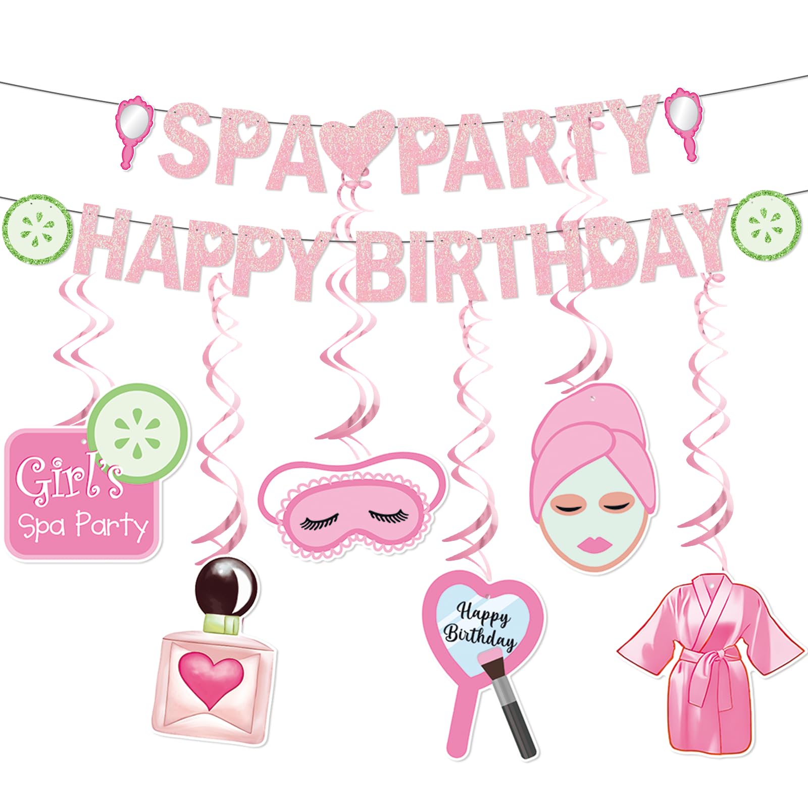 Spa Party Decorations Banner Spa Birthday Party Supplies for Girls Women with Spa Birthday Banner Hanging Ceiling for Sleepovers Slumber Makeup