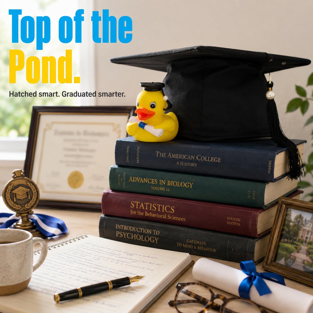 3 Inch DUCKY CITY Class of 2026 Graduation Rubber Duck | Squeaky Cap and Gown Grad Duck for College High School Senior Student | Graduation Gift, Cake