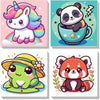 HOIYLDS Framed 4 Pack Paint by Number for Kids, Cute Animals Paint by Numbers for Kids Ages 8-12, Paint by Numbers Kits Children Beginner, DIY Acrylic