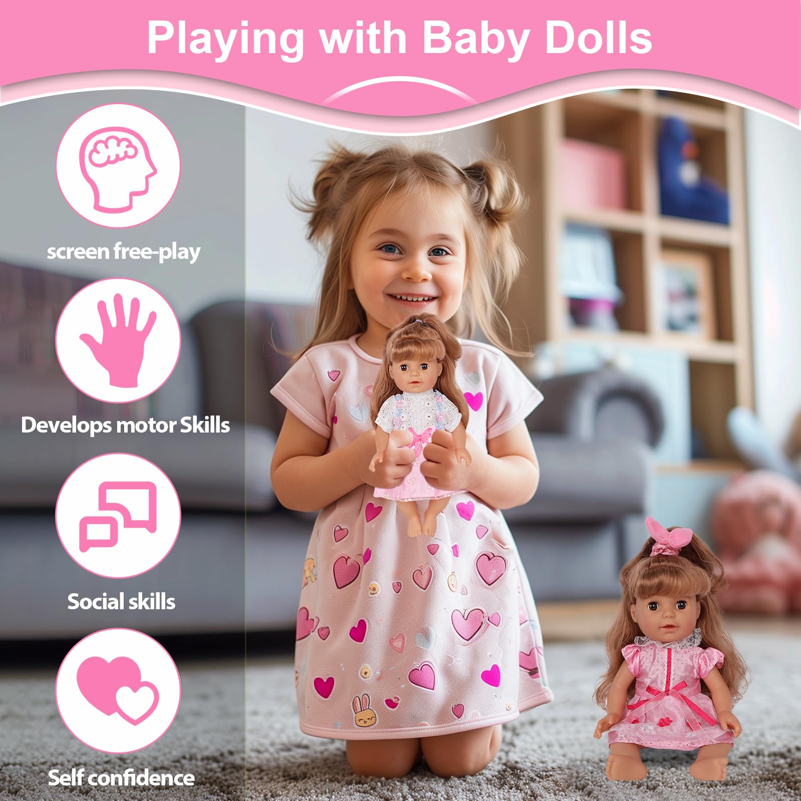 ARTST Doll Clothes,12 inch Baby Doll Clothes[6 Sets](Include 4 Hats + 1 Bowknot ) for 10/11/12 inch Baby