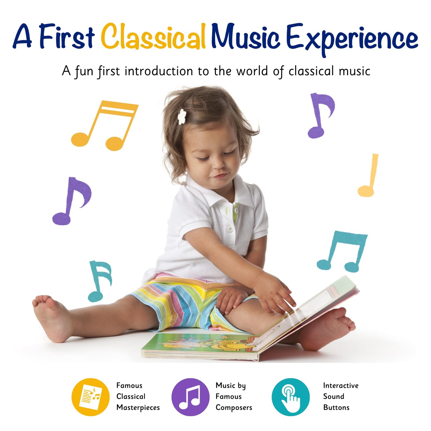 LITTLE MAESTRO Discover Classical Music - 28 Classical Masterpieces, Musical Books for Toddlers, 28-Button Music Book, Musical Toys for Toddlers 1-3