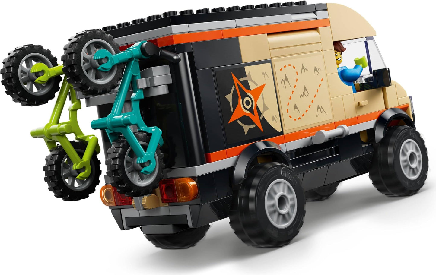 LEGO City Mountain Bike Adventure Van Set #60512 - 260 Pieces, 2 Mountain Bikes, Fold-Down Rack, Opening Doors & 2 Minifigures with Repair Accessories
