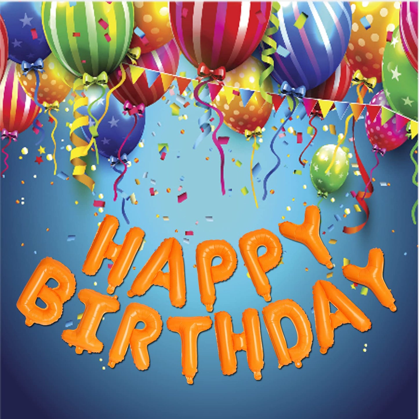 Happy Birthday Orange Aluminum Foil Letters Balloons 16 Inch Aluminum Foil Banner Balloons for Birthday Party Decorations Supplies