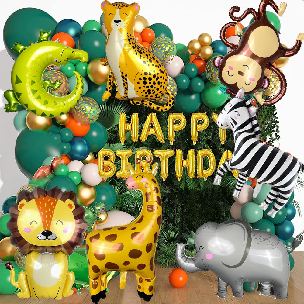 Leopard Giant Foil Balloons Jungle Safari Animal Birthday Balloon For Kids Zoo Theme Party Decor Baby Shower Party Mylar Balloon Decorations(2 pieces)