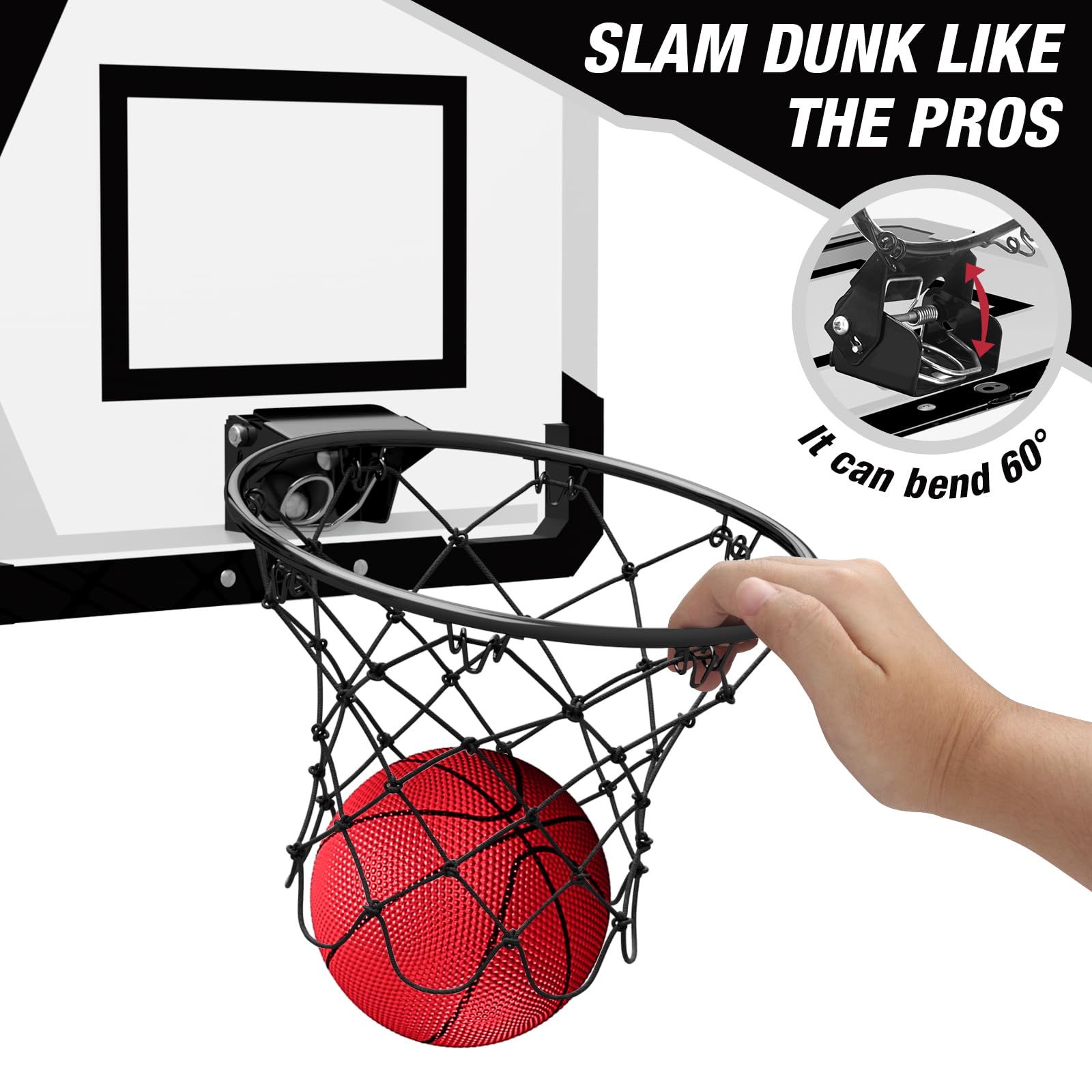 HYES Dual Shot Over The Door Mini Basketball Hoop Indoor with Scoreboard