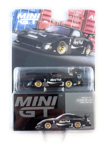 Diecast Collectibles Model Car Compatible with Mini GT 1:64 (3") Scale Mazda RX-7 LB Super Silhouette - Liberty Walk Black Model