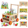 Wooden Activity Cube 7-in-1 Montessori Toy Multipurpose Educational Learning Toy for 1+ Year Old Baby Toddler Kid Boy First Birthday Gift Bead Maze