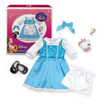American Girl, Disney, Princess Belle, Blue Dress, Mrs. Potts, Chip, & Accessories, 18-inch Doll Clothing, Ages 6+