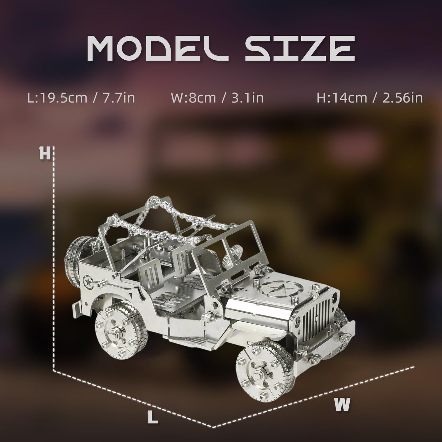 Kolotesame Classic Off-Road Vehicle 3D Metal Puzzle Model for Adults - for Jeep DIY Immersive Building Kit with Tool, 3D Puzzle Car Model for Men Gift