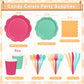 ZUQMZUQ 350 Pcs Colorful Party Plates and Napkins Party Supplies Serves 50 Guests Include Candy Colors Scalloped Plate Napkin Cup & Cutlery for Baby