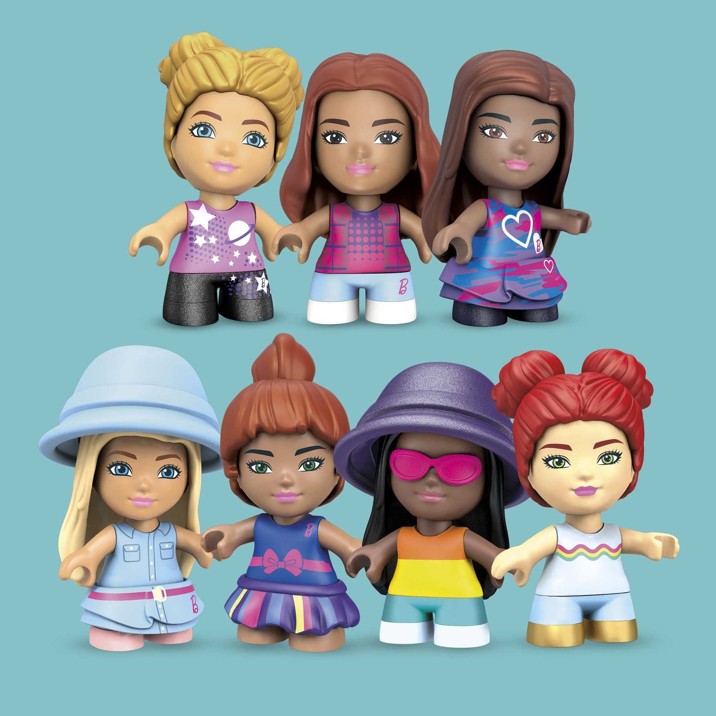 Mega Barbie Malibu Building Sets Bundle, 440 Bricks and Pieces with Fashion and Roleplay Accessories, 7 Micro-Dolls, 1 Puppy, 2 Birds and 2 Turtles
