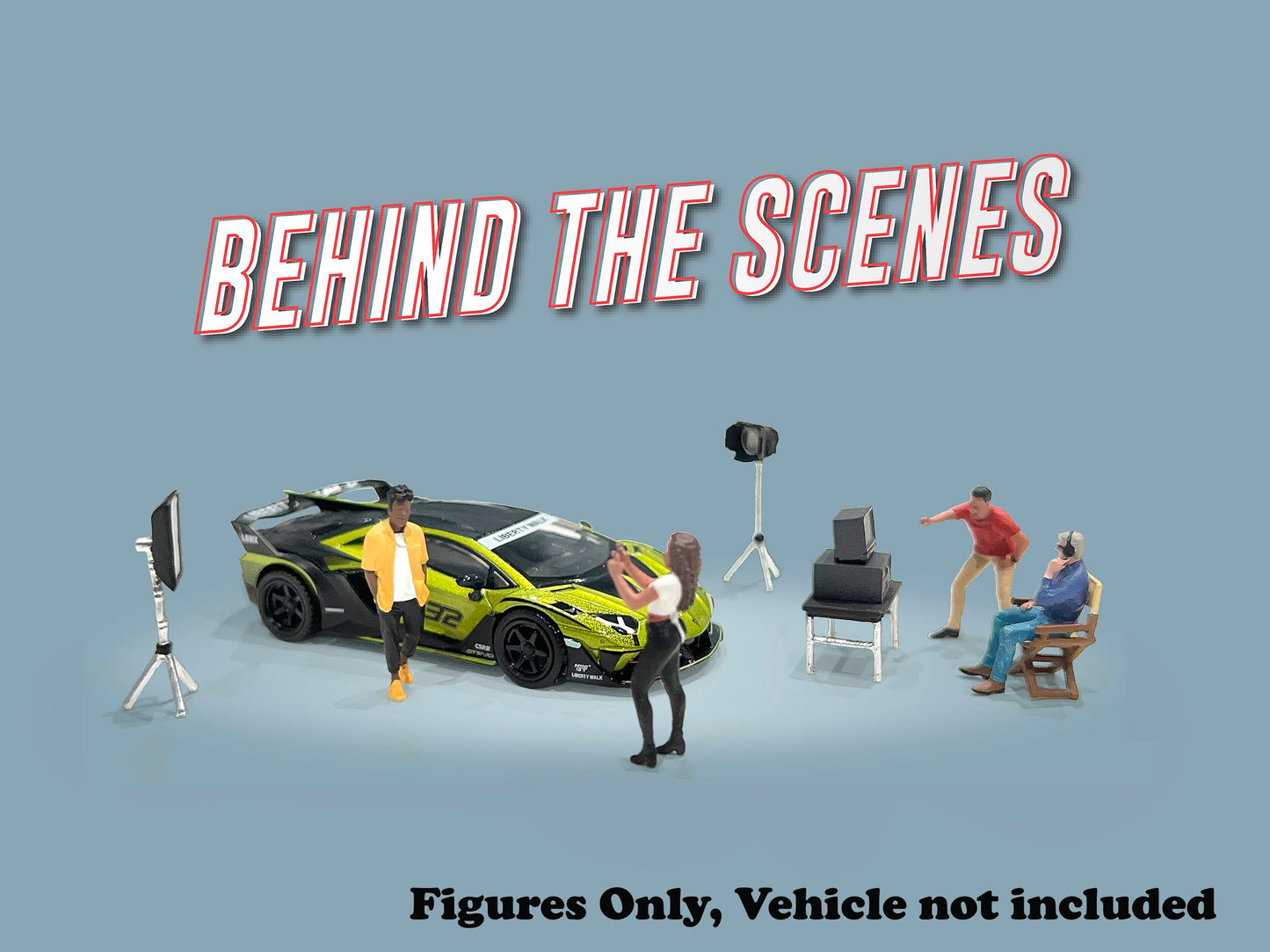 American Diorama 1:64 Metal Figure Set: Behind The Scenes - Set of 4 Figures + Accessories, AD-2426MJ