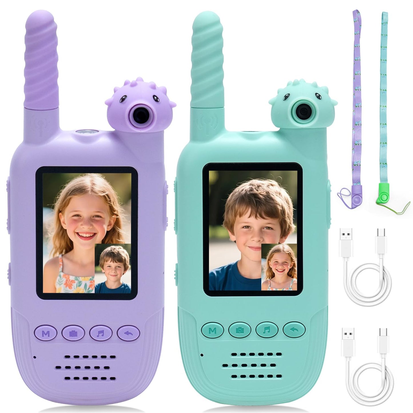 Kids Video Walkie Talkies, 2 Pack Long Range Walkie-Talkie for Kids, Rechargeable Video Call Toys with Camera for