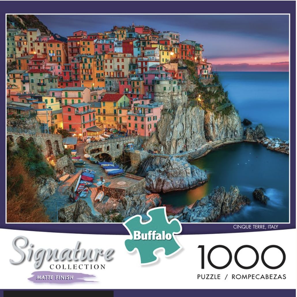Buffalo Games - 250 Piece Wooden Jigsaw Puzzle - Cinque Terre - Standard Cut Pieces - Wooden Box - Full Size Poster, Ages 14