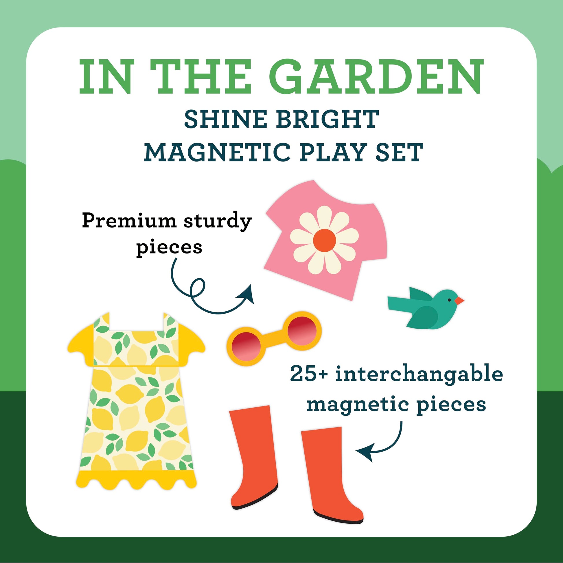 Petit Collage: Shine Bright - in The Garden Magnetic Dress-Up Toy Magnetic Game Board with Mix and Match Magnetic Pieces, Ideal for Ages 3+ - Includes